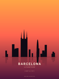 Barcelona Skyline Silhouette — Sunset