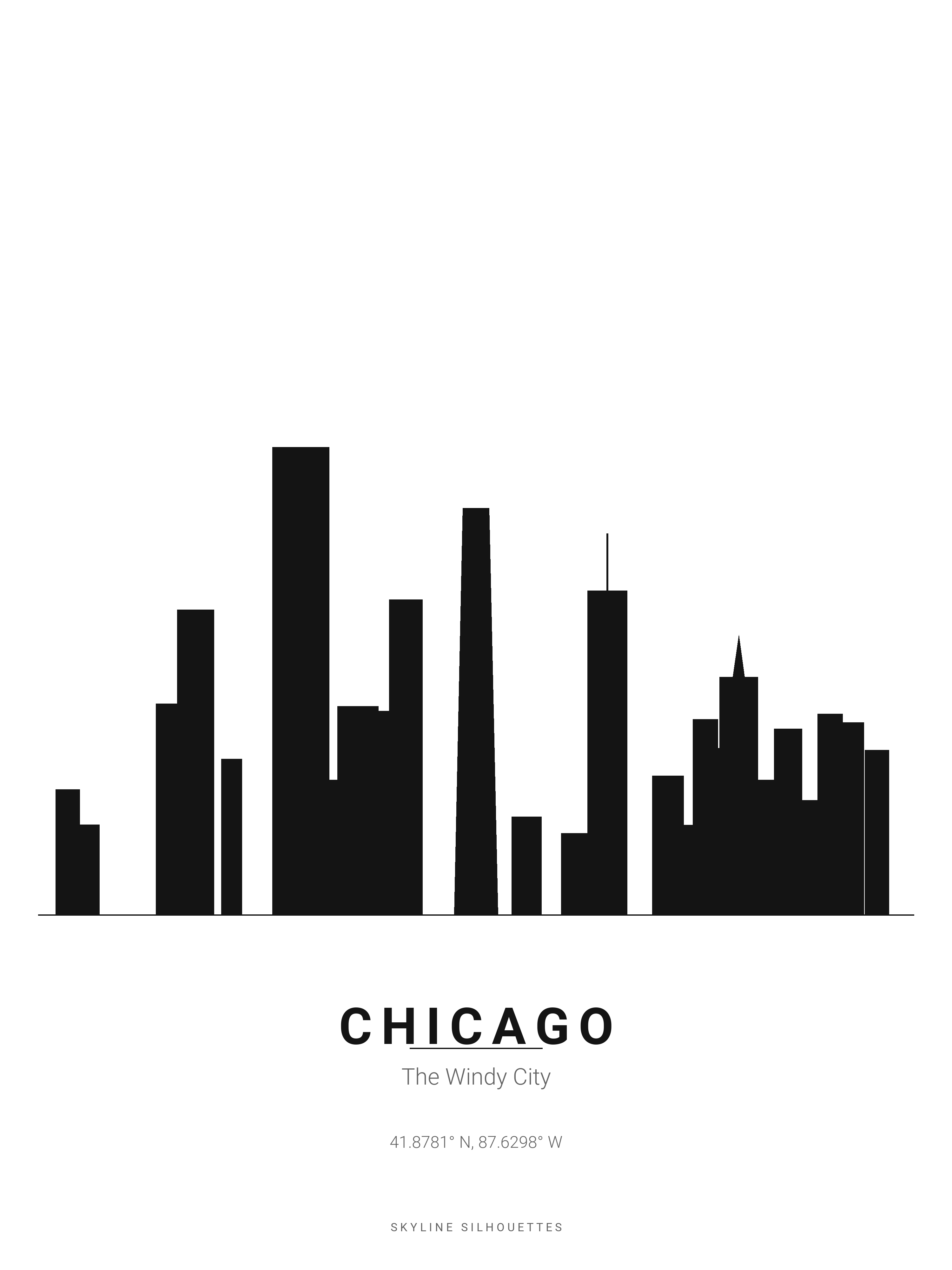 Chicago Skyline Silhouette — Black & White