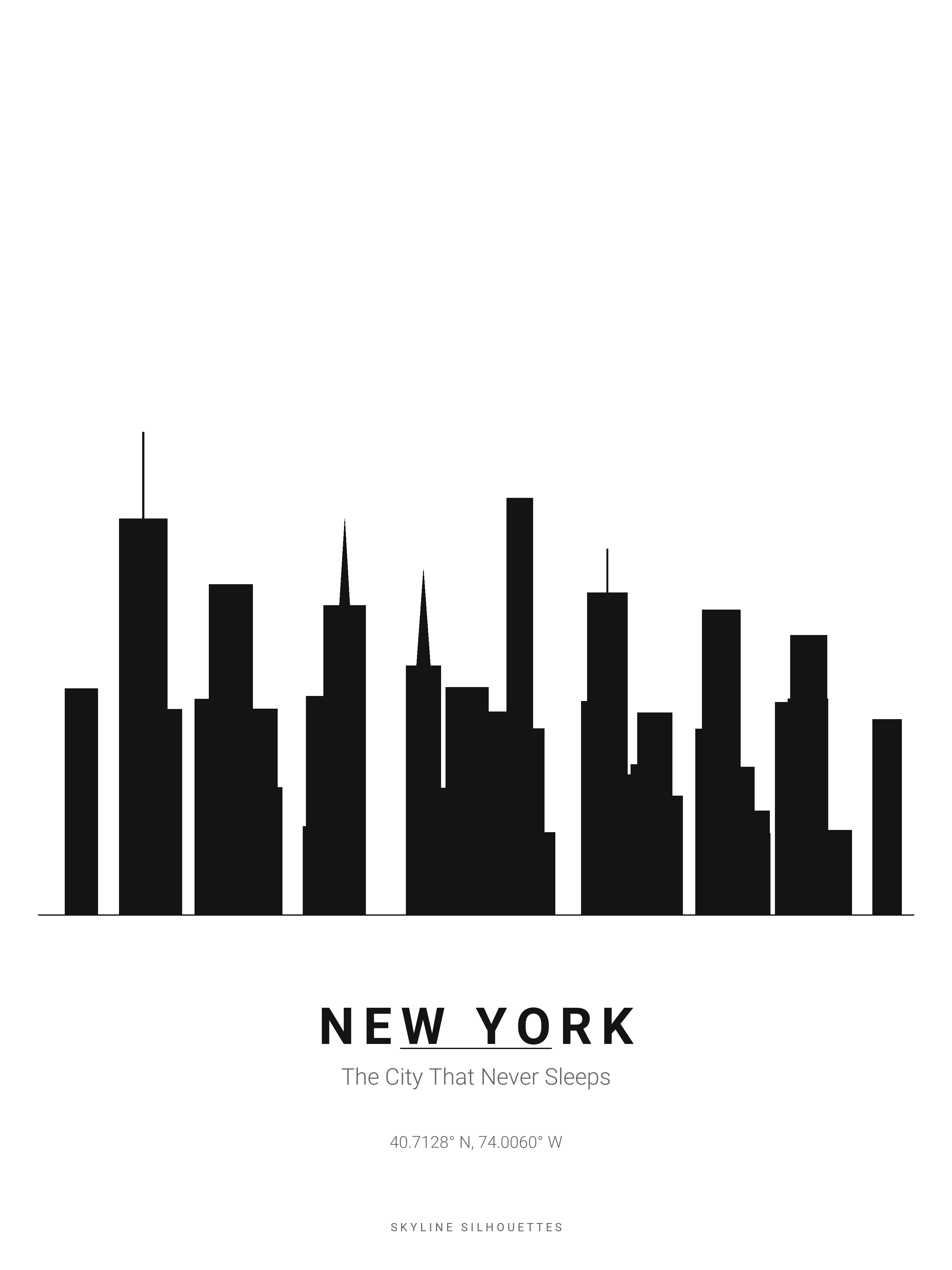 New York Skyline Silhouette — Black & White