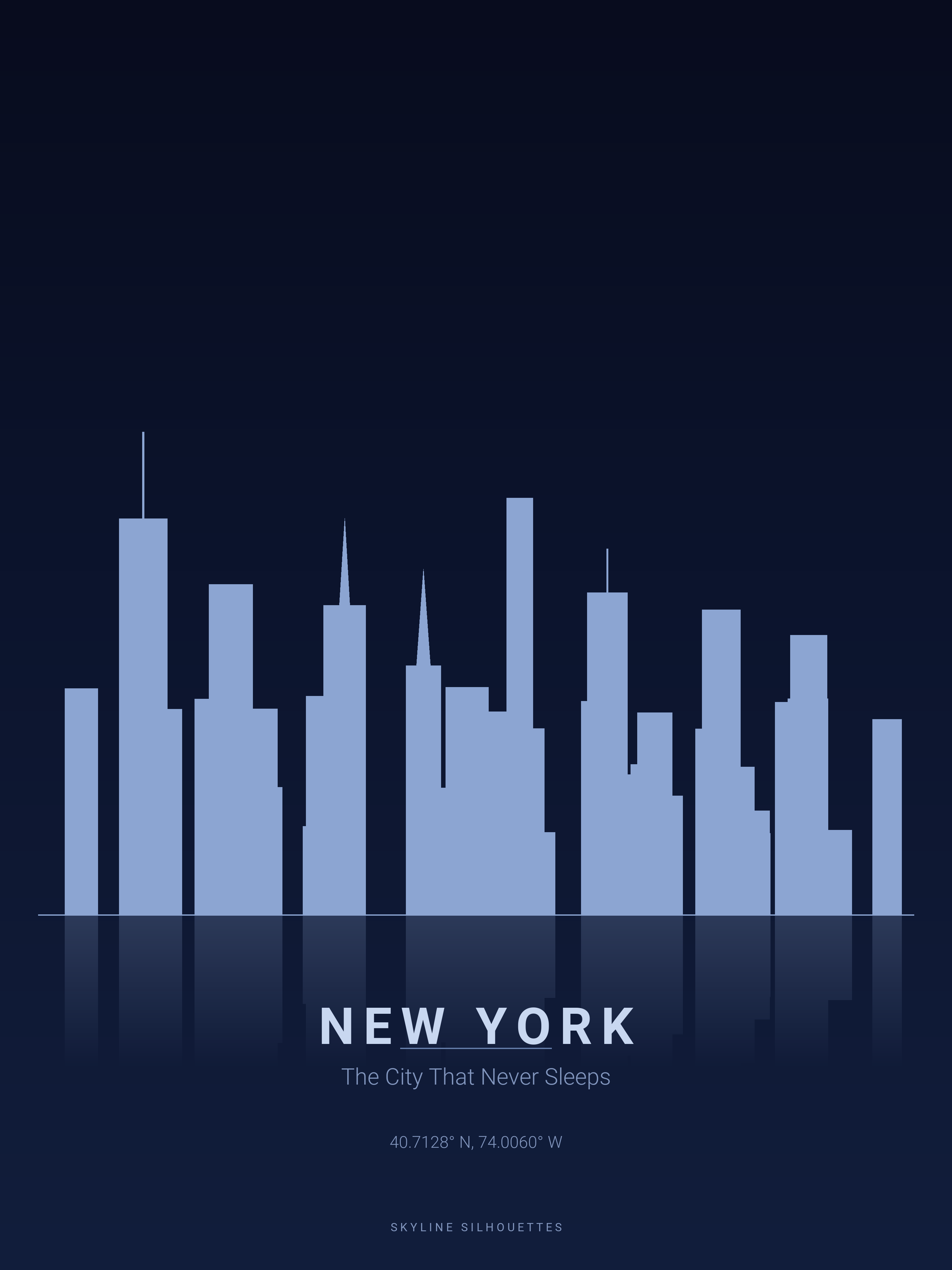 New York Skyline Silhouette — Deep Navy