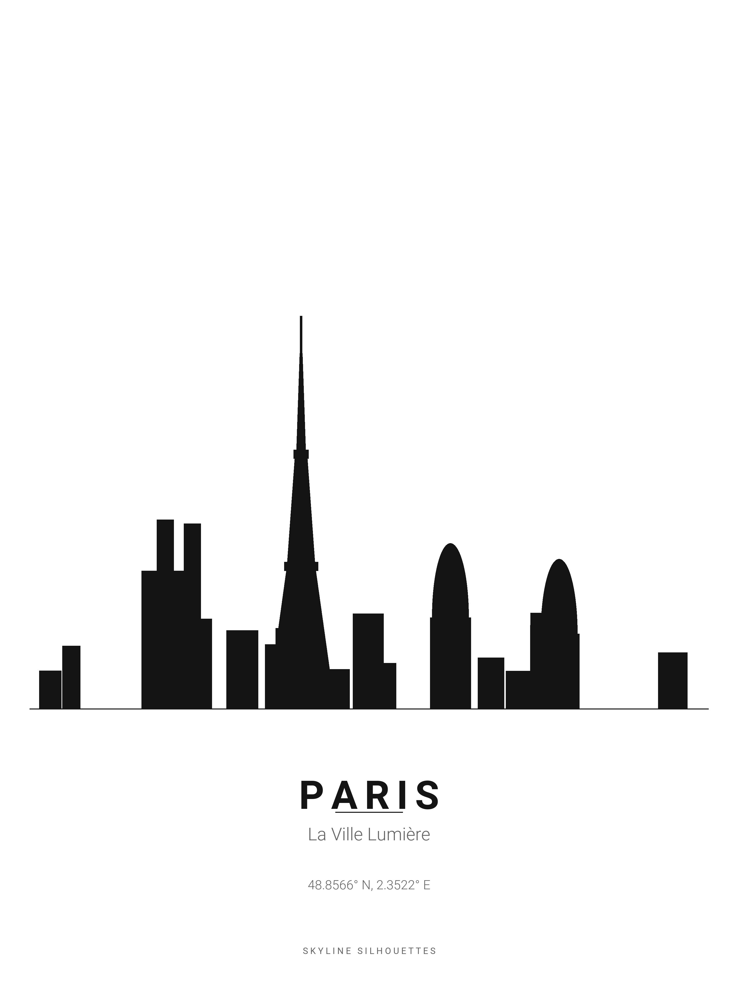 Paris Skyline Silhouette — Black & White