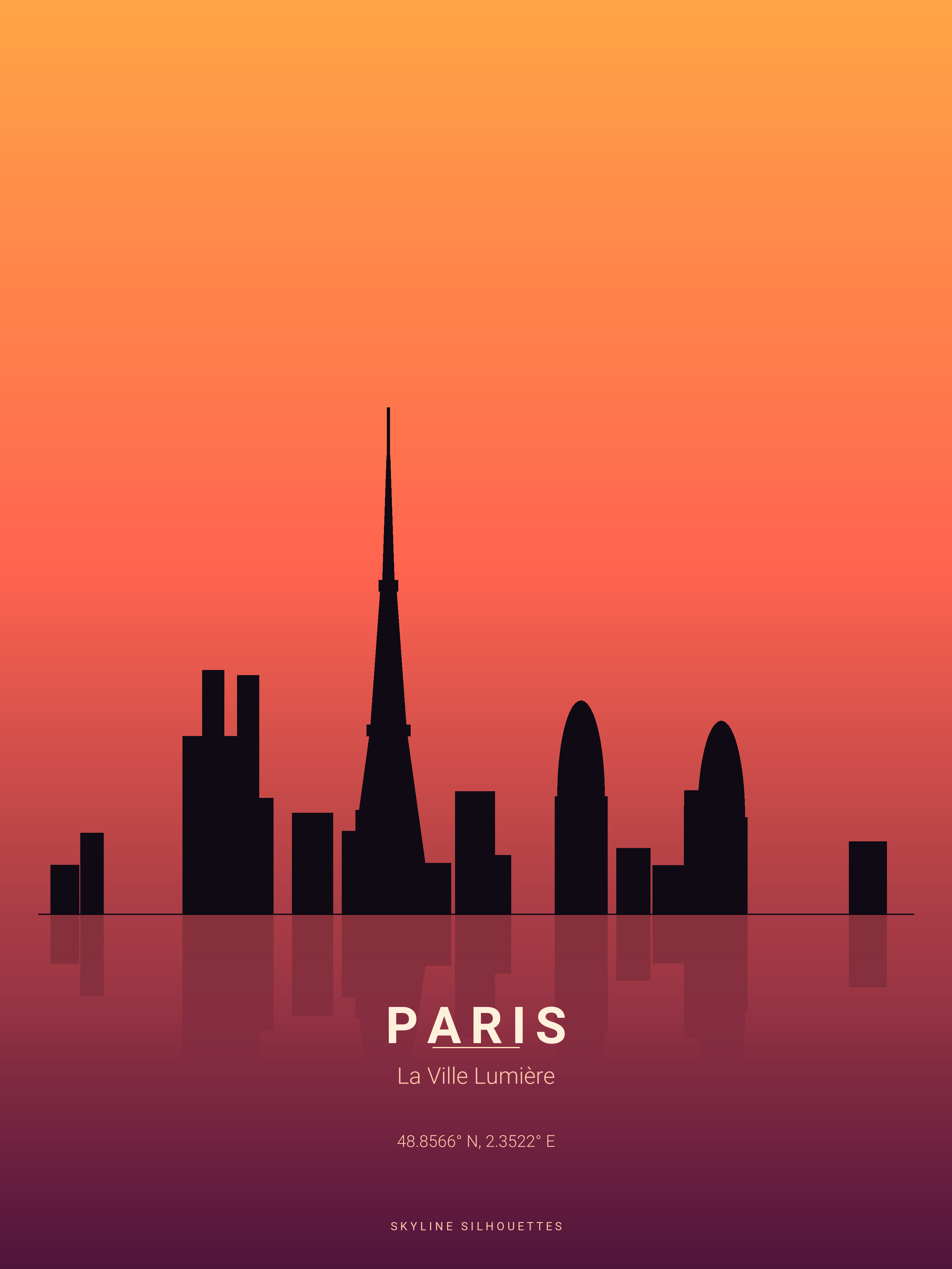 Paris Skyline Silhouette — Sunset