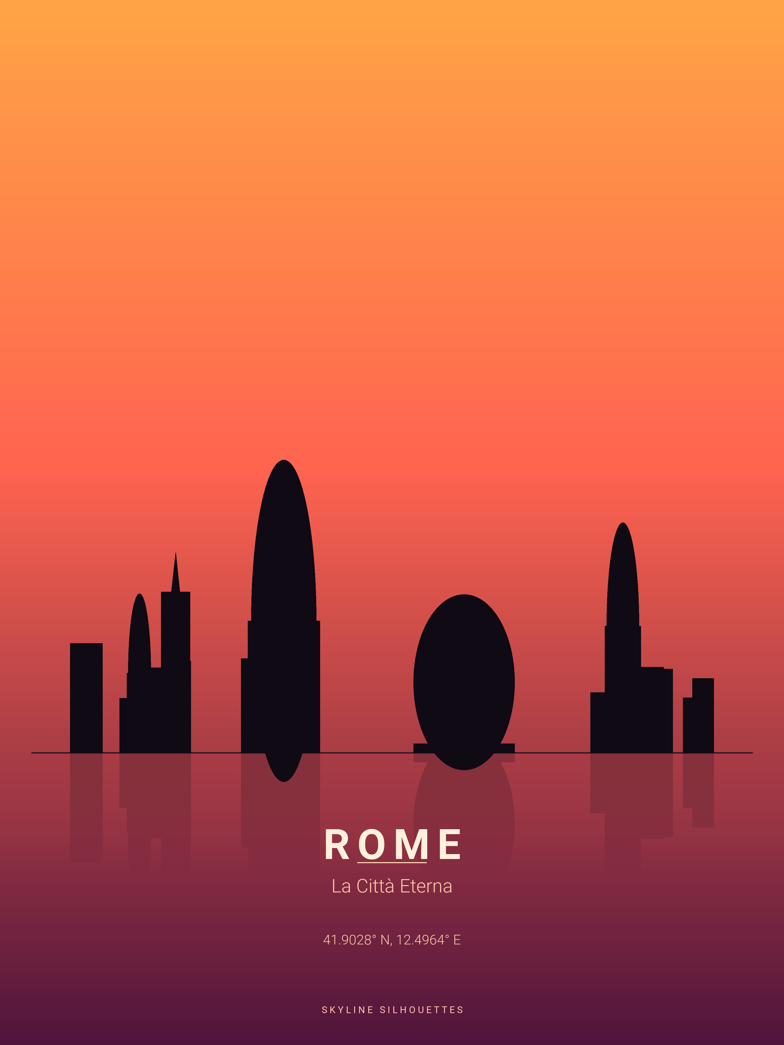 Rome Skyline Silhouette — Sunset