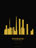 Shanghai Skyline Silhouette — Gold on Black