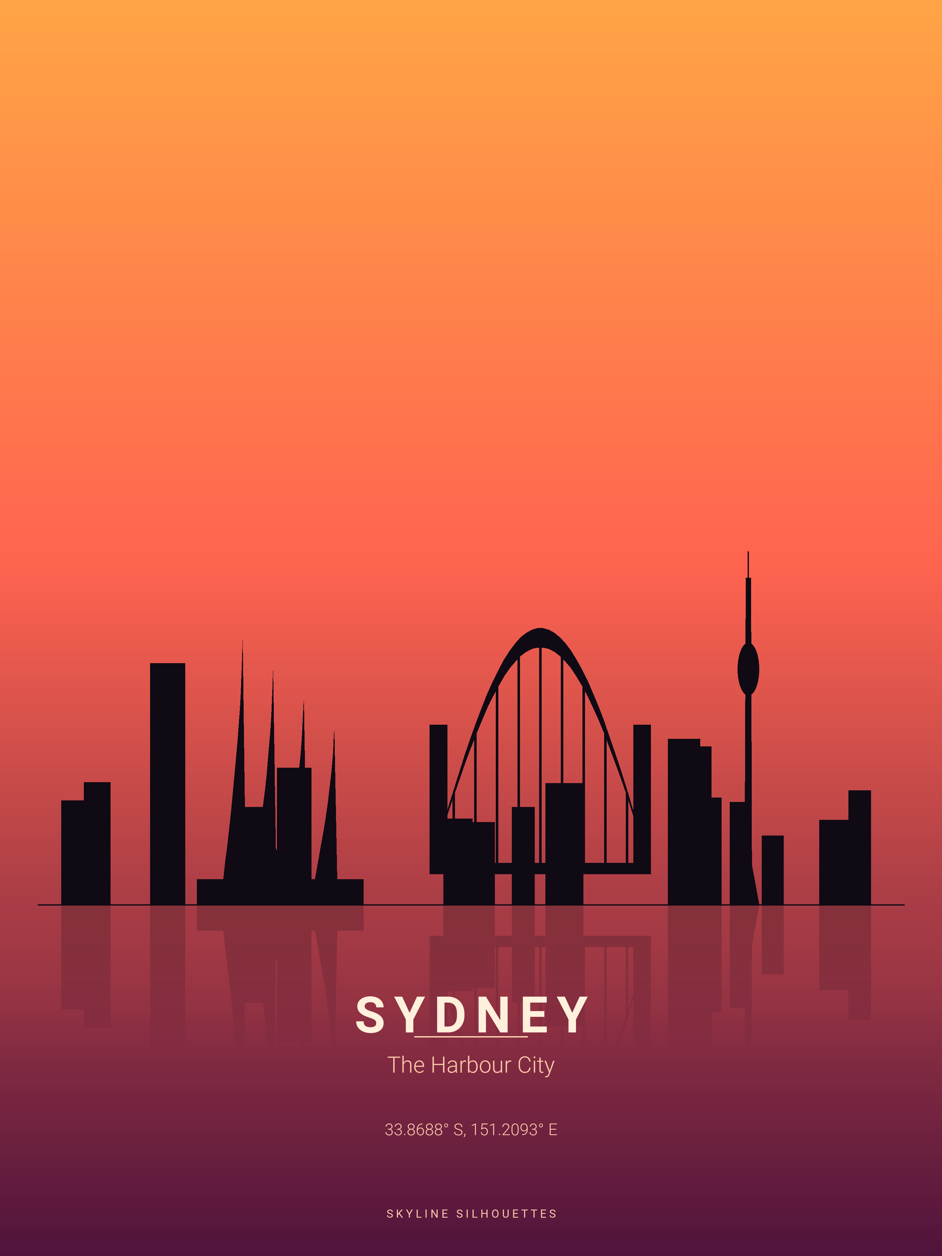 Sydney Skyline Silhouette — Sunset